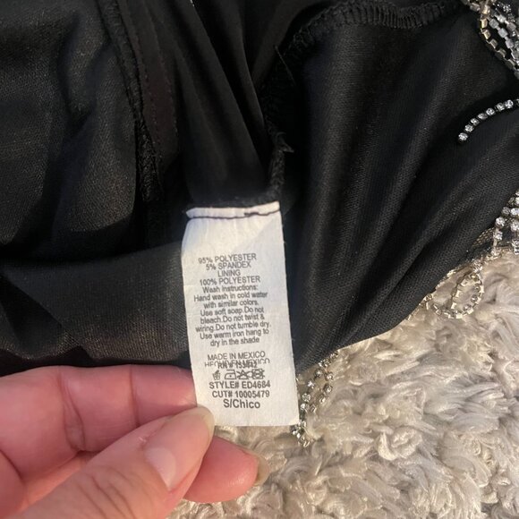 Windsor Black Rhinestone Fringe Mini Dress Size Small Party Prom - Picture 9 of 9